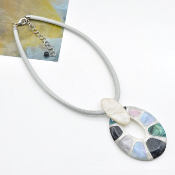 Benutzerdefinierte farbenfrohe Acryl -Eingelegene Struktur Mädchen Schmuck Oval Form glänzend trendy süße Halskette